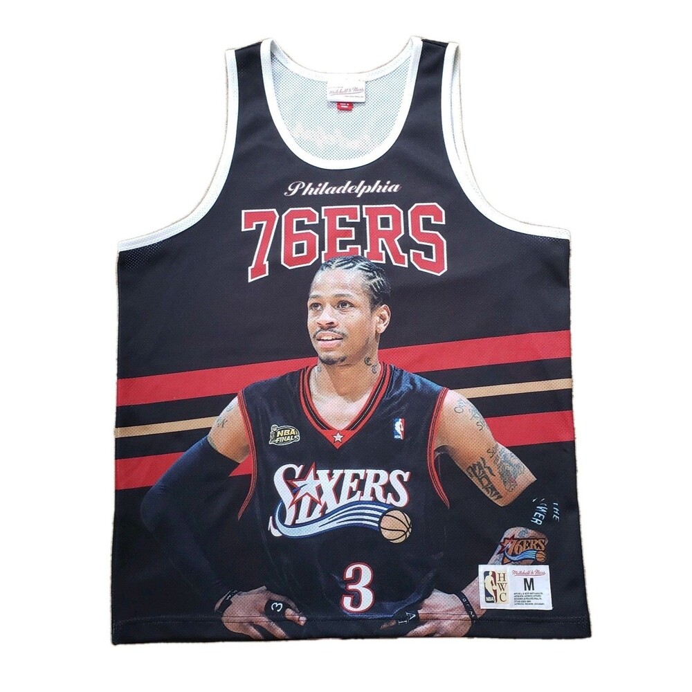 Mitchell & Ness Allen Iverson AOP Sz Medium Mens Jersey Philadelphia 76ers